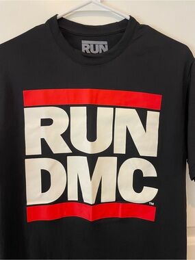 RUN DMC Black Graphic Tee with Red and White Logo